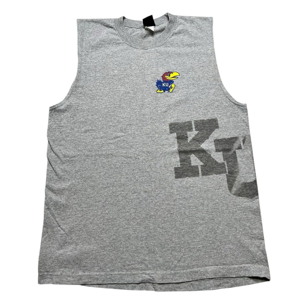 Starter Sleeveless T-Shirt Mens Large Gray Kansas Jayhawks KU‎ Vintage 90s USA